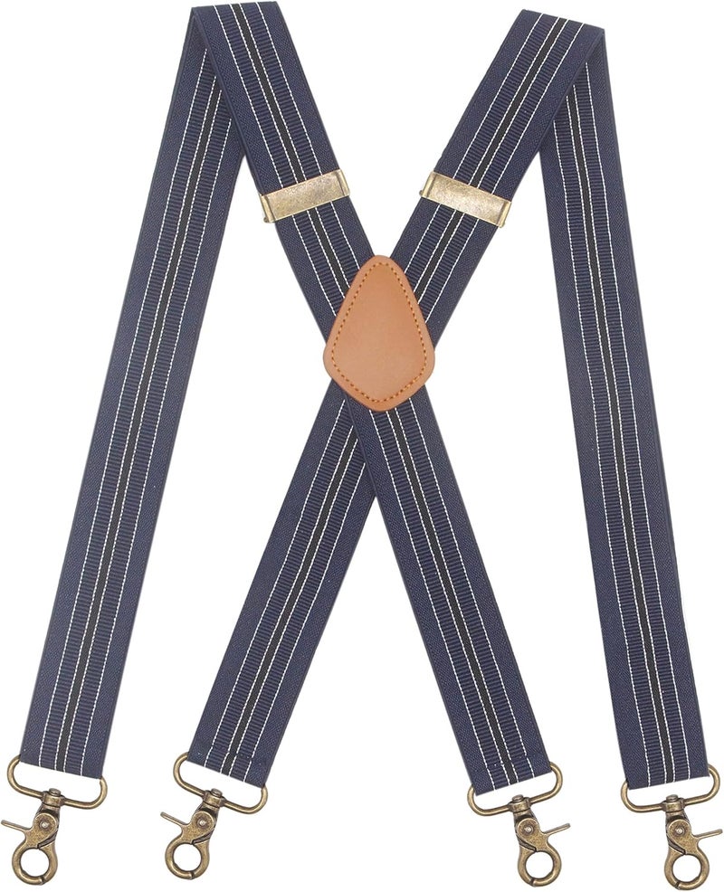 Timiot Mens Suspender 4 Swivel Strong Hooks Adjustable Braces Elastic Comfortable X Style Heavy Duty Strap - Image 1
